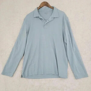Untuckit X-Large Mens Blue Long Sleeve Polo Sweatshirt 100% Cotton  6PT